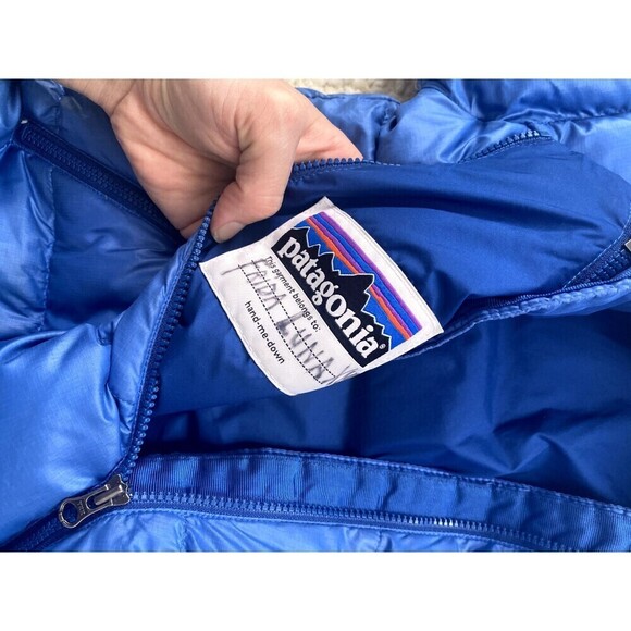 PATAGONIA Infant Hi-Loft Down Sweater Bunting- 6-12 Months Blue - Picture 4 of 9